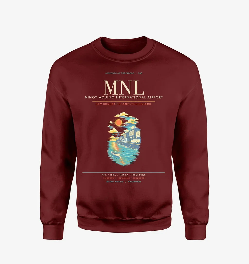 Manila Ninoy Aquino International Airport MNL Sweatshirt - Wine Red