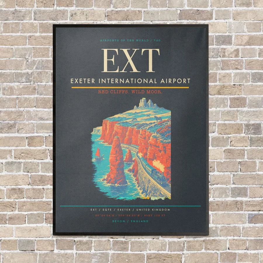 Exeter International Airport EXT vertical canvas print - framed - gray background