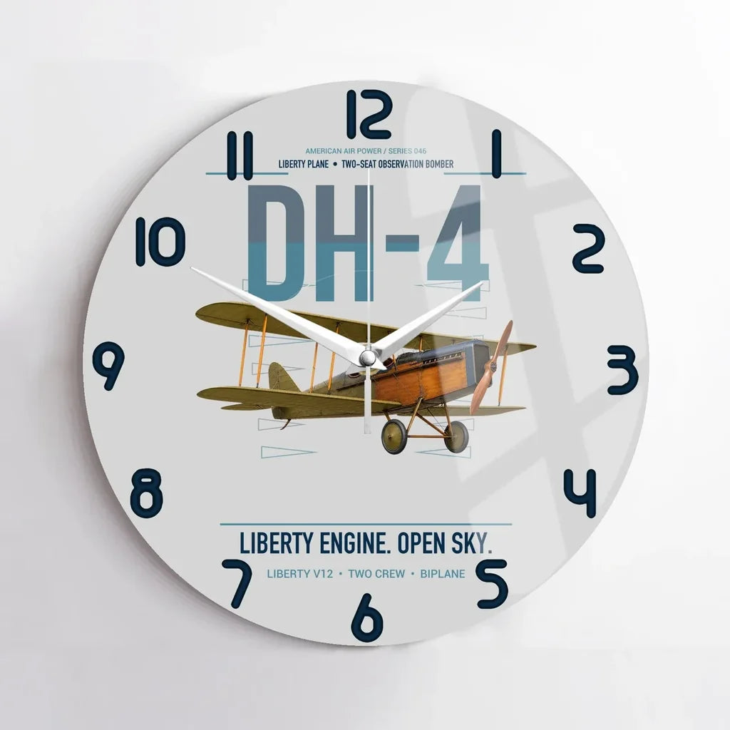 Airco DH-4 Liberty Plane design on light gray no frame wall clock