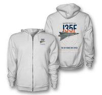 Thumbnail for Saab J 35F Draken design on white premium zipped hoodie, double-side print