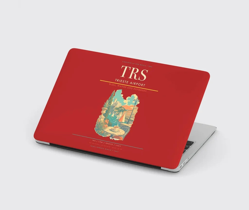 Trieste Airport (TRS) design on red MacBook case