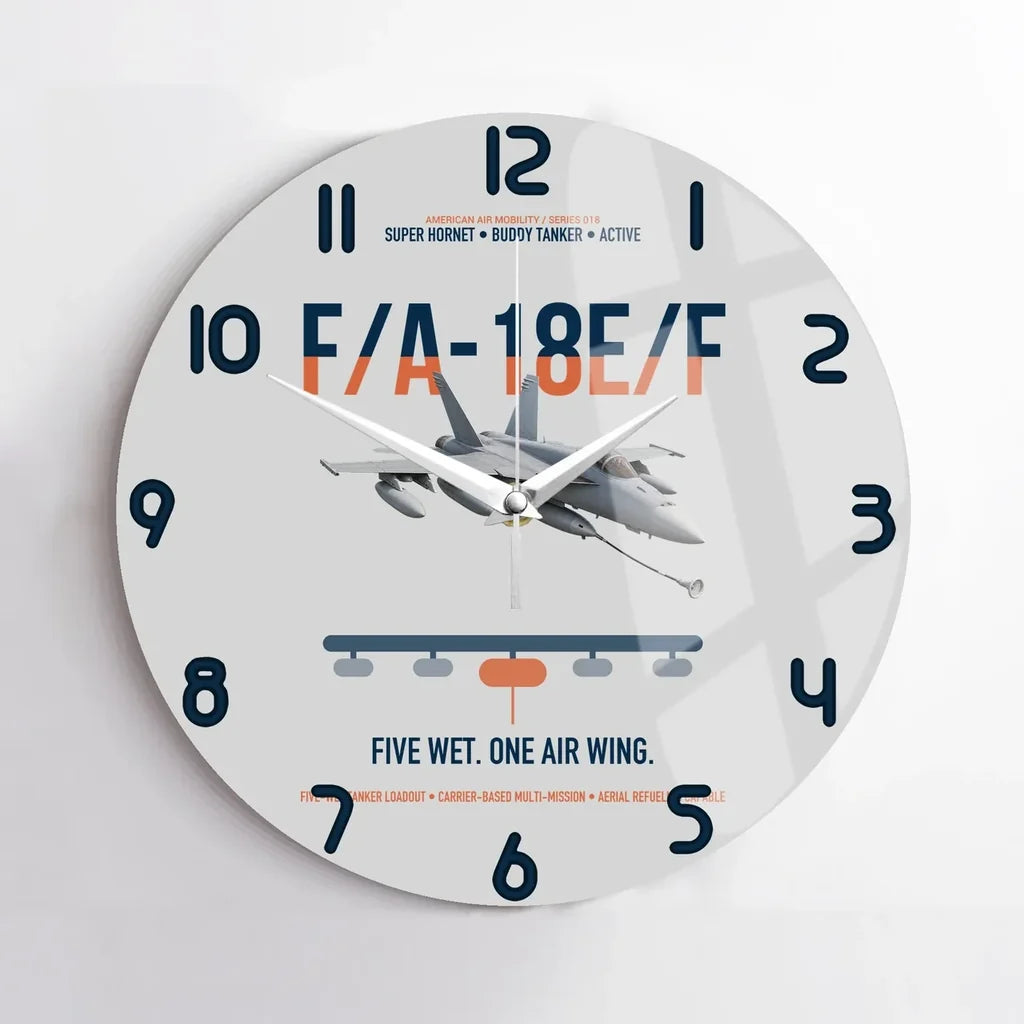 F A-18E F Buddy Tanker design on light gray no frame wall clock