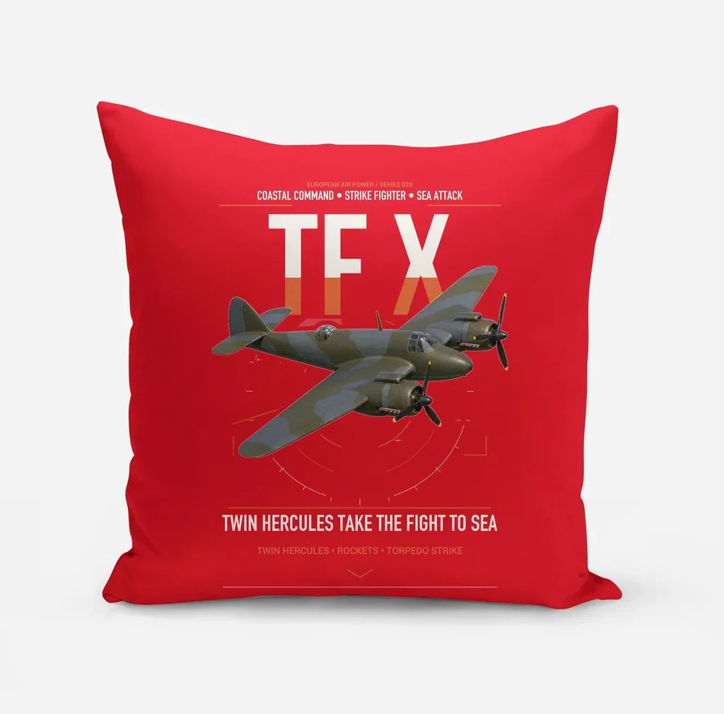 Bristol Beaufighter TF X design on red pillow