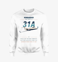 Thumbnail for Bombardier Learjet 31A design on white sweatshirt
