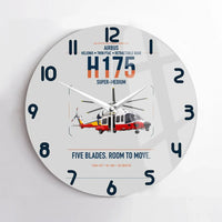 Thumbnail for Airbus H175 design on light gray no frame wall clock