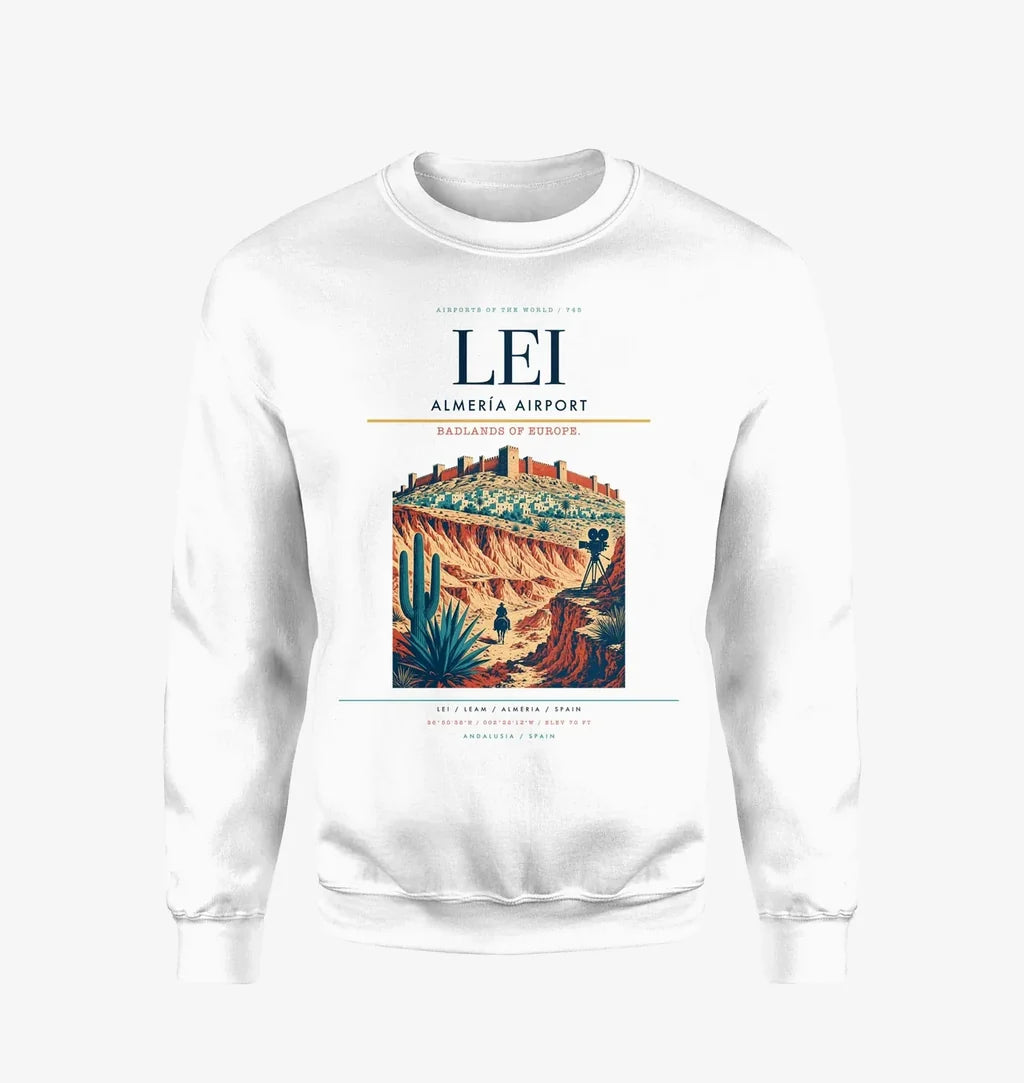 Almería Airport (LEI) design on white sweatshirt