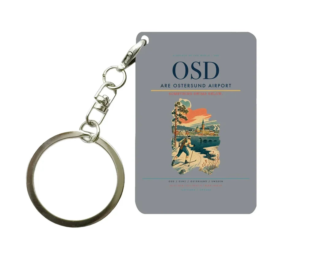 Are Ostersund Airport (OSD) design on gray key chain