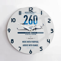 Thumbnail for Beechcraft King Air 260 design on light gray no frame wall clock