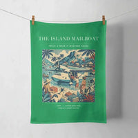 Thumbnail for VINTAGE G4065 - The Island Mailboat - Designed Towels design on green