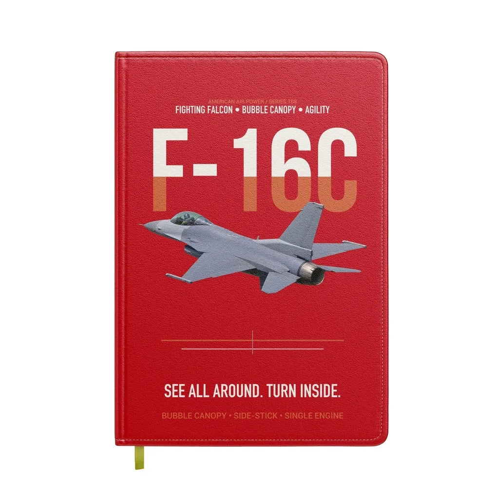 F-16C Fighting Falcon See All Around Turn Inside design on red notebook