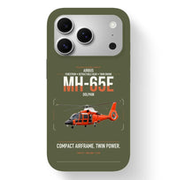Thumbnail for Airbus MH-65E Dolphin design on green army magsafe iphone case, for iPhone 17 Pro