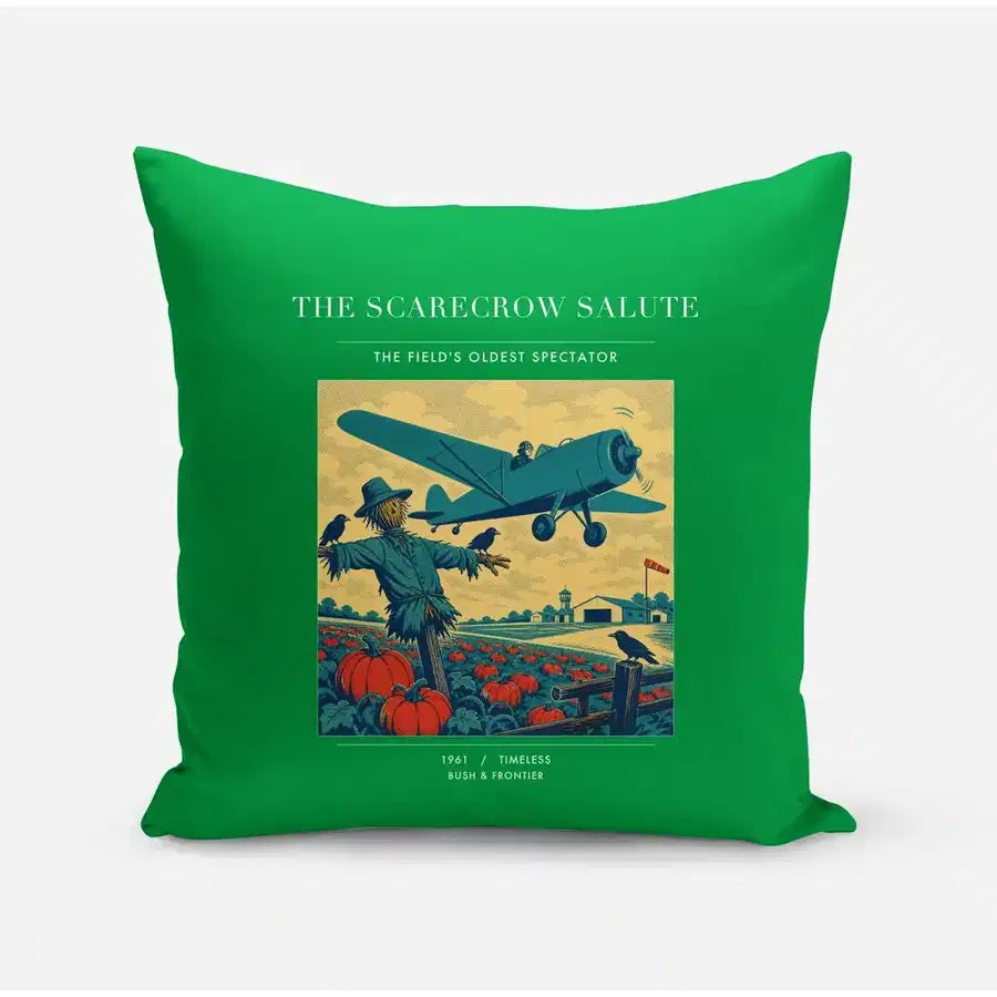 VINTAGE G4396 - The Scarecrow Salute - Designed Pillows design on green