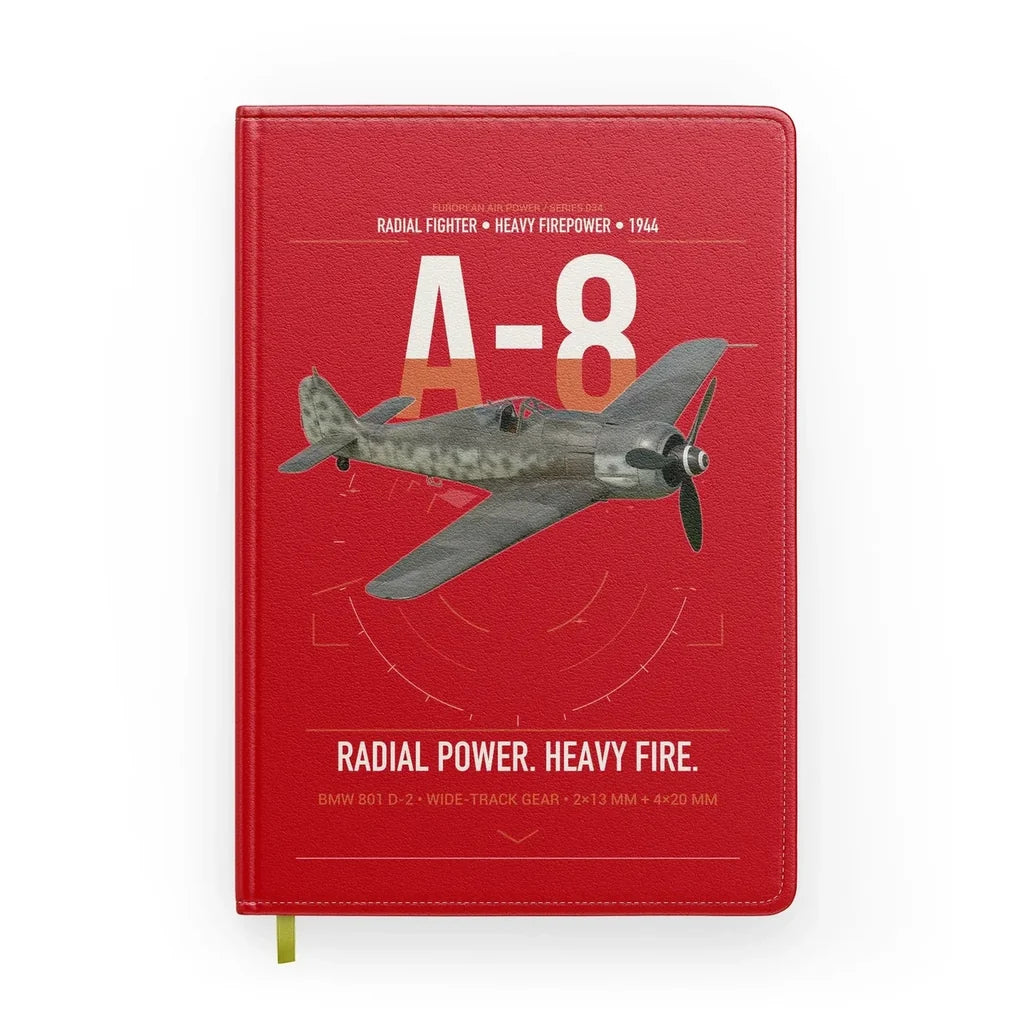 Focke-Wulf Fw 190A-8 design on red notebook