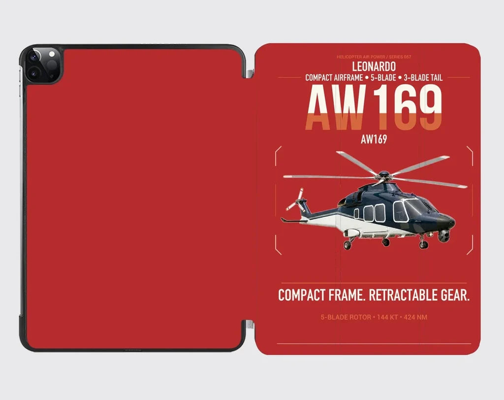 Leonardo AW169 design on red ipad tablet case