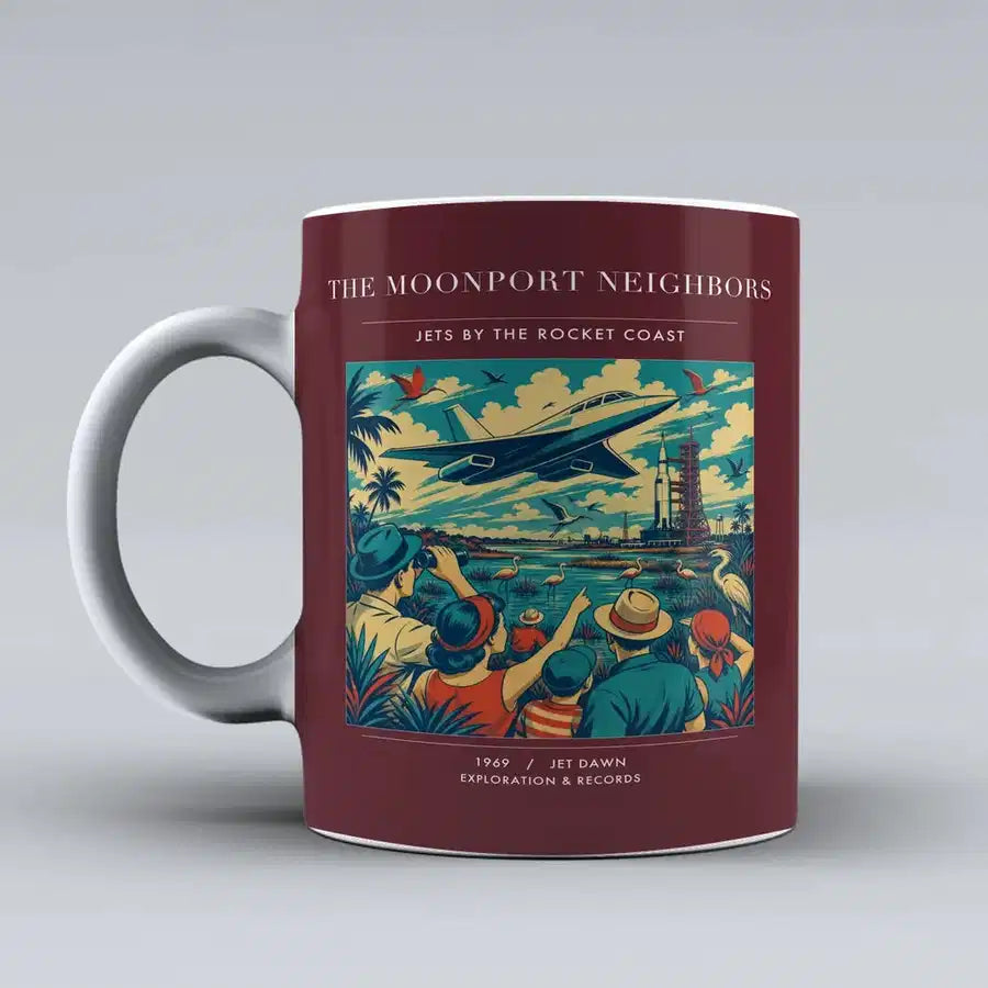 VINTAGE G4129 - The Moonport Neighbors - Ceramic Mug design on darkred
