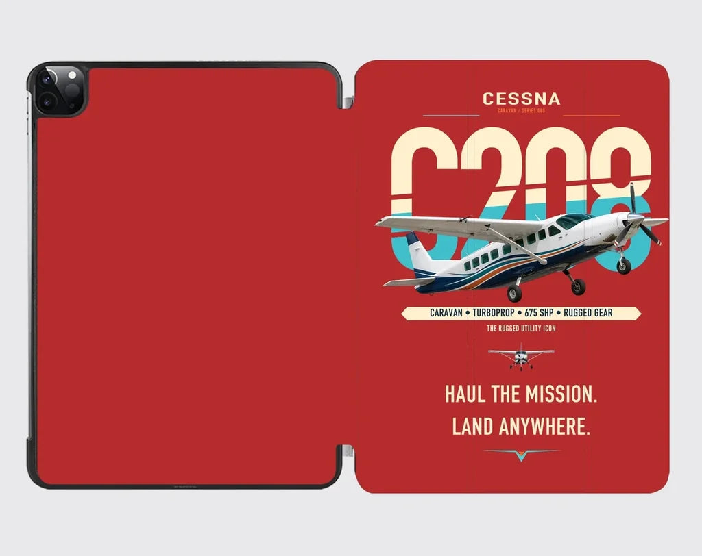 Cessna 208 Caravan design on red ipad tablet case