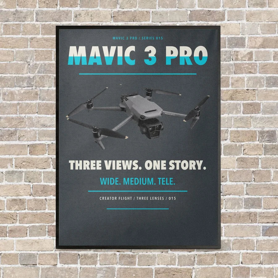 DJI Mavic 3 Pro vertical canvas print - framed - gray background