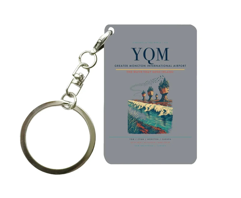 Greater Moncton International Airport (YQM) design on gray key chain