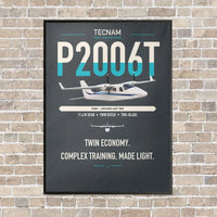 Thumbnail for Tecnam P2006T vertical canvas print - framed - gray background