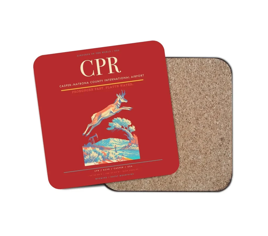 Casper–Natrona County International Airport (CPR) design on red 1 piece coaster