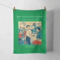 Thumbnail for VINTAGE G4298 - The Youngest License - Designed Towels design on green