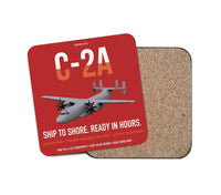 Thumbnail for C-2A Greyhound design on red 1 piece coaster
