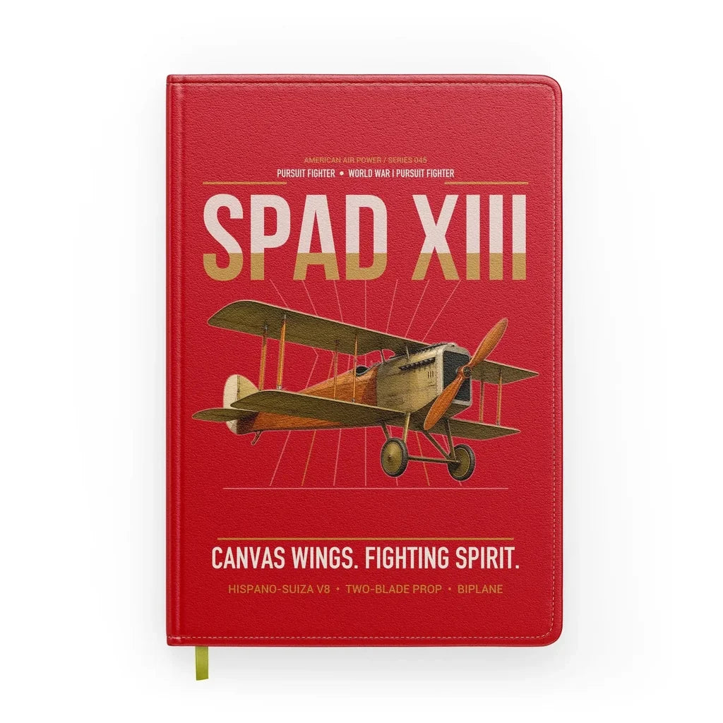 SPAD XIII design on red notebook