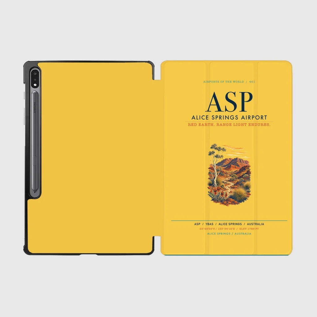 Alice Springs Airport (ASP) design on yellow samsung tablet tablet case