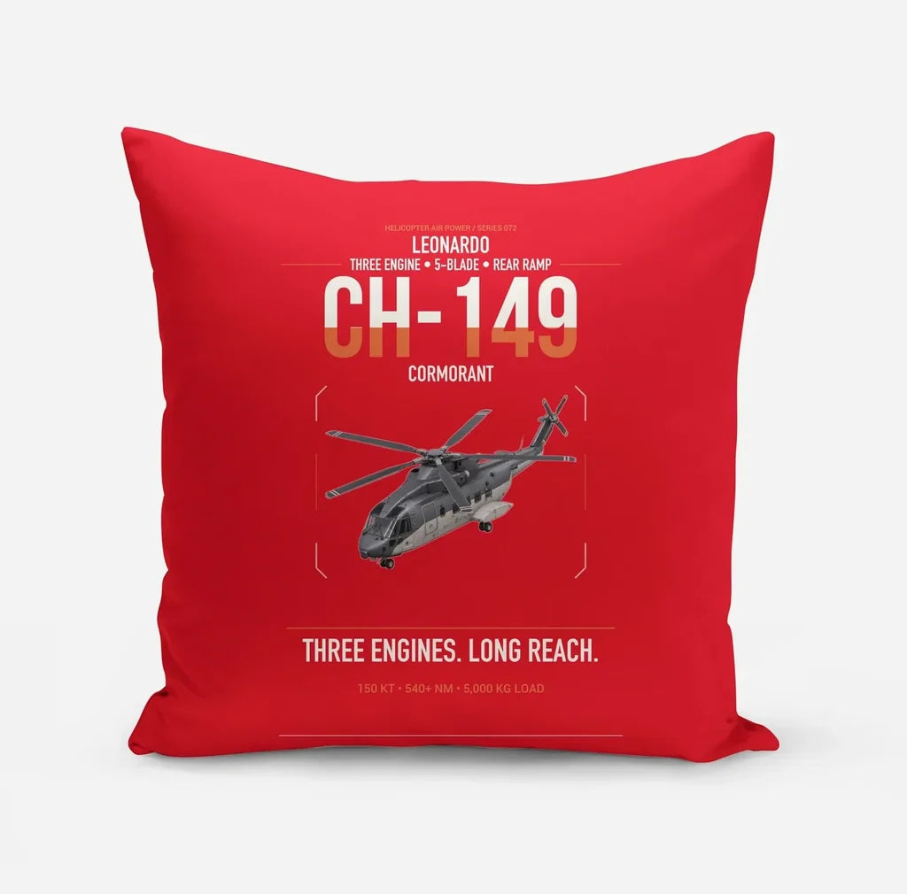 Leonardo CH-149 Cormorant design on red pillow