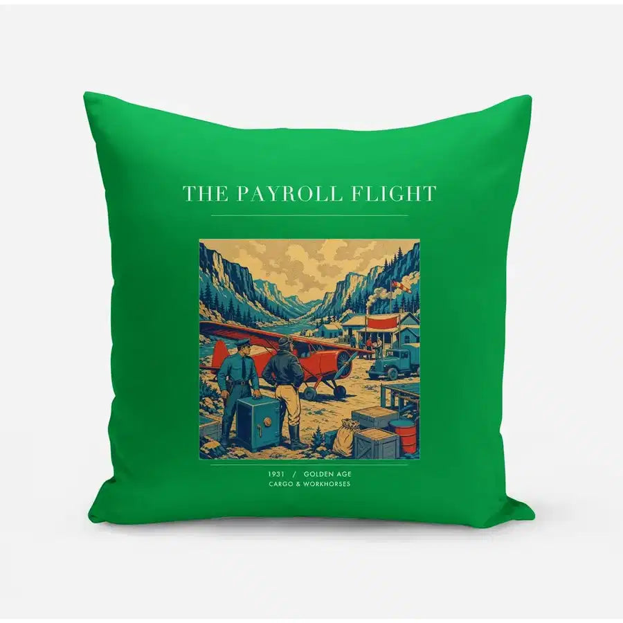 VINTAGE G4413 - The Payroll Flight - Designed Pillows design on green