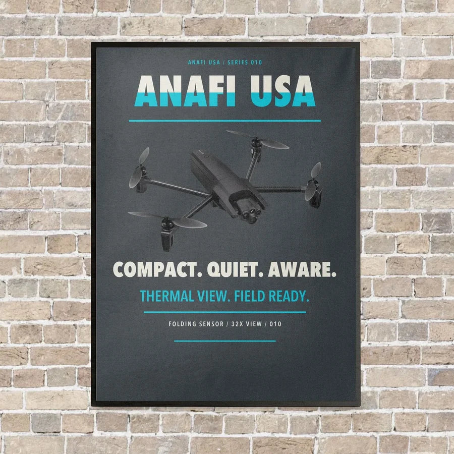 Parrot ANAFI USA vertical canvas print - framed - gray background