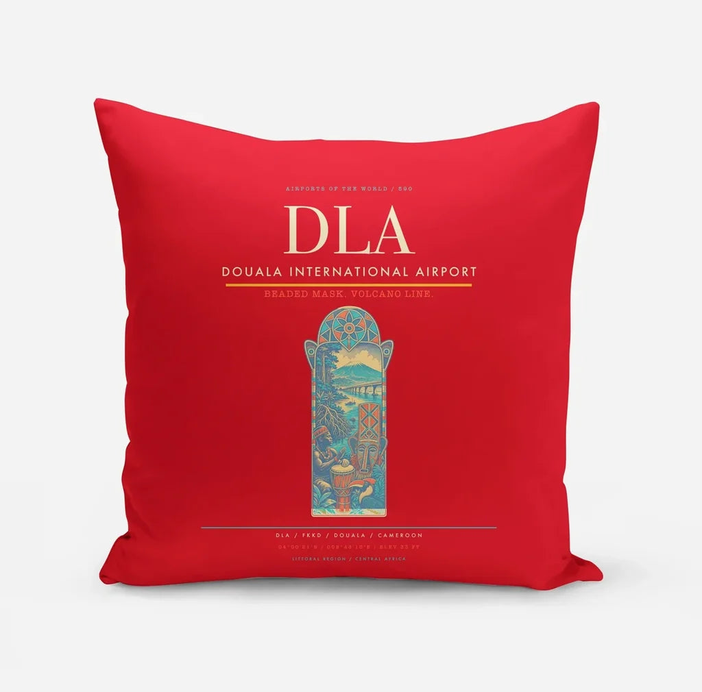 Douala International Airport (DLA) design on red pillow