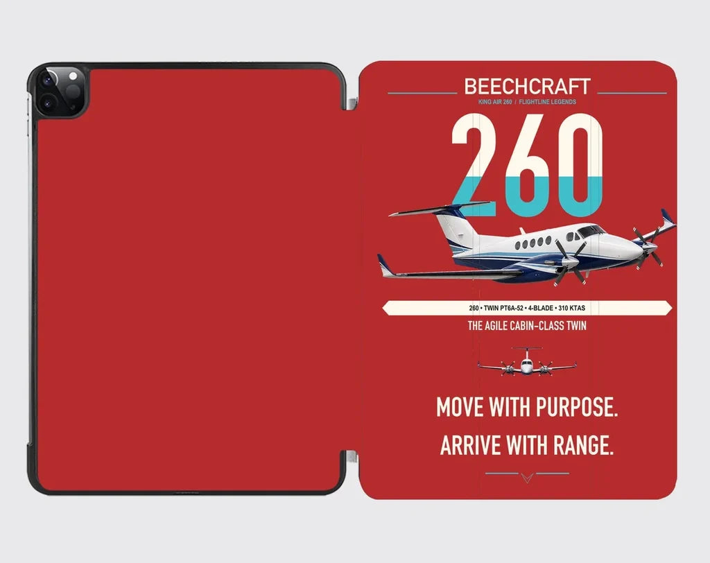 Beechcraft King Air 260 design on red ipad tablet case