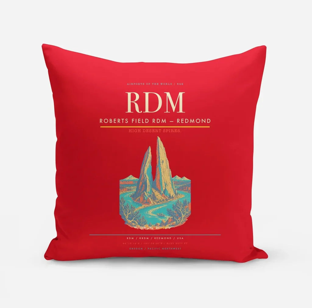 Roberts Field (RDM) design on red pillow