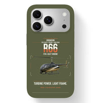 Thumbnail for Robinson R66 design on green army magsafe iphone case, for iPhone 17 Pro