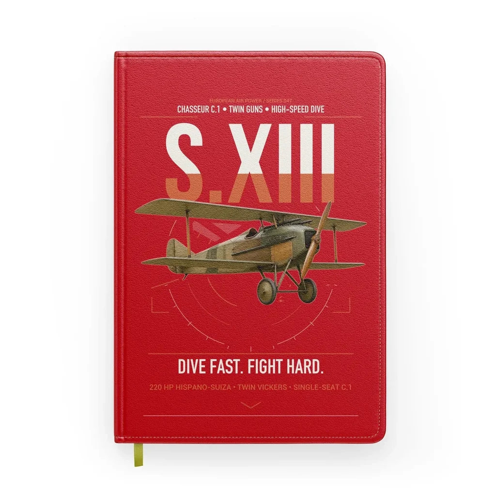 SPAD S.XIII C.1 design on red notebook