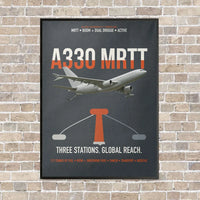 Thumbnail for Airbus A330 MRTT vertical canvas print - framed - gray background