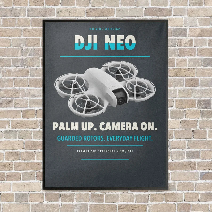 DJI Neo vertical canvas print - framed - gray background