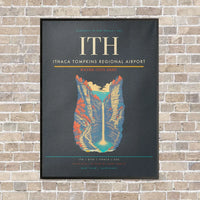 Thumbnail for Ithaca Tompkins Regional Airport ITH vertical canvas print - framed - gray background