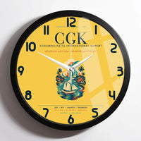 Thumbnail for Jakarta Soekarno-Hatta International Airport (CGK) design on yellow framed wall clock
