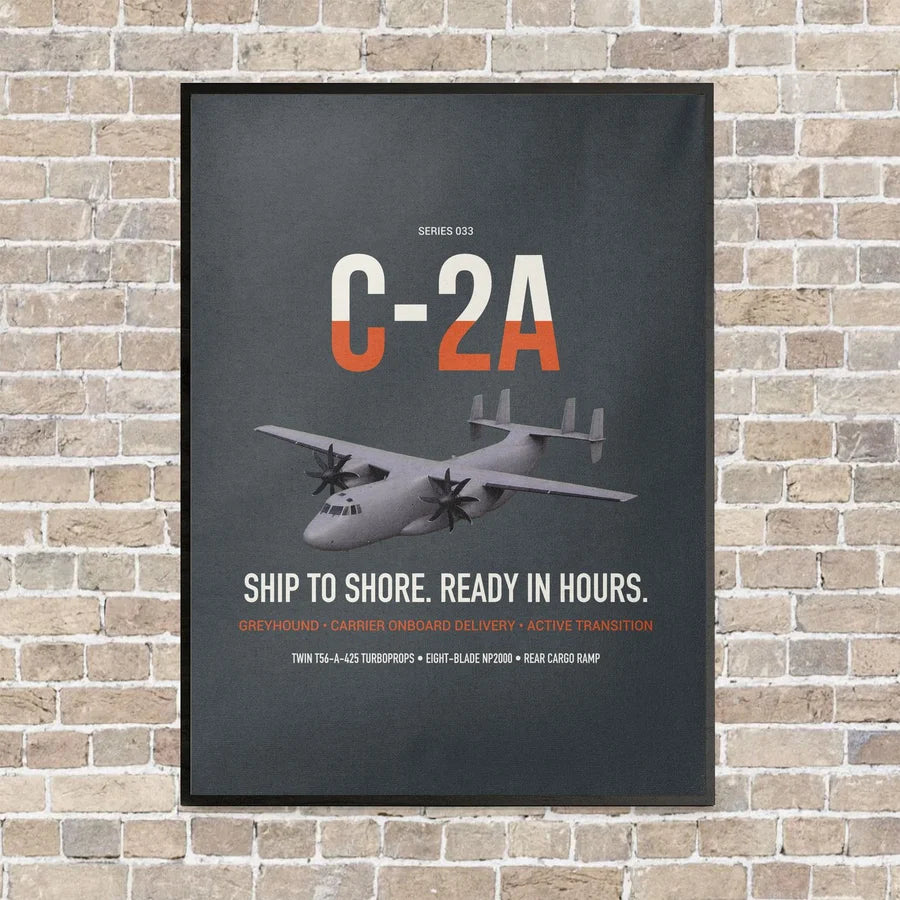 C-2A Greyhound vertical canvas print - framed - gray background