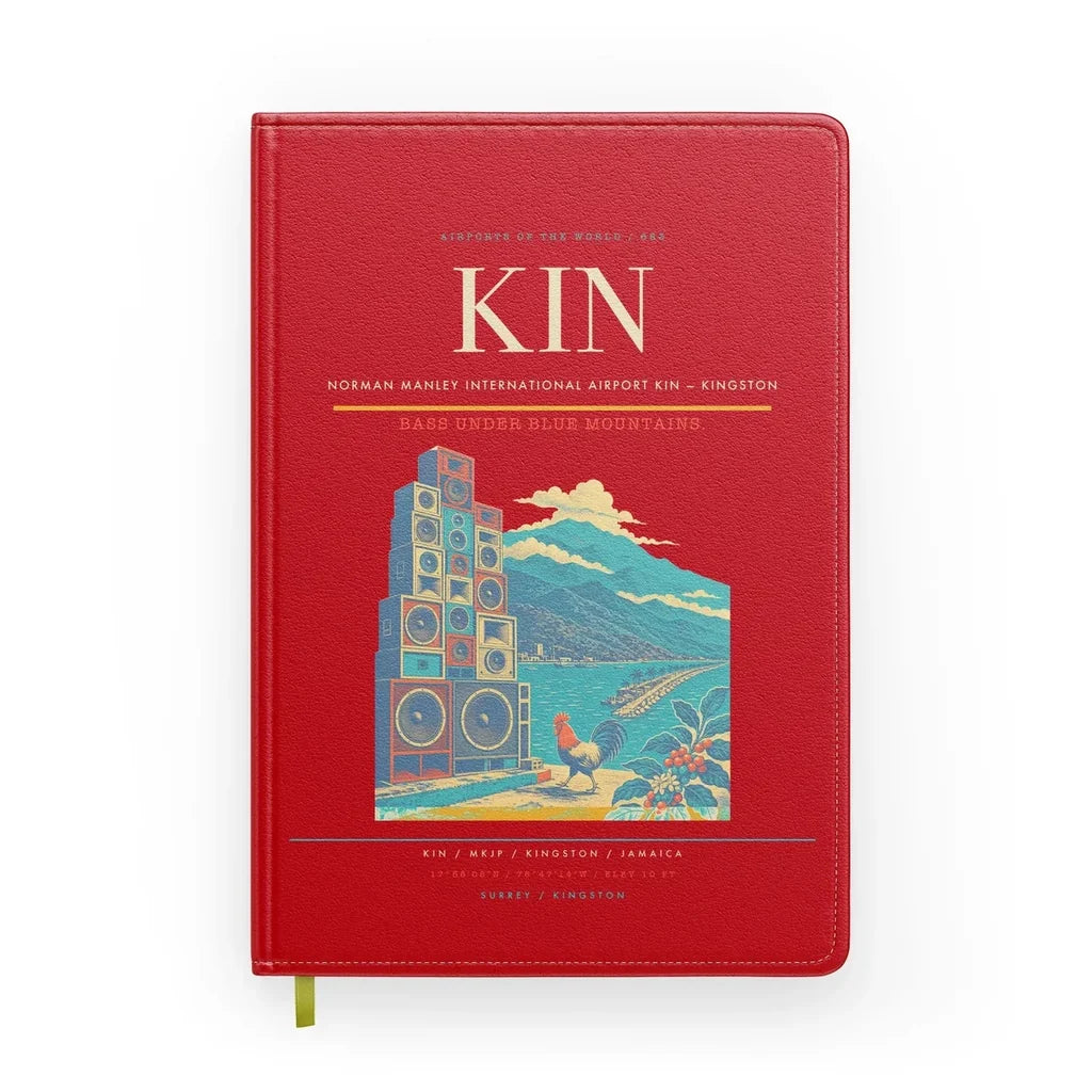 Norman Manley International Airport (KIN) design on red notebook