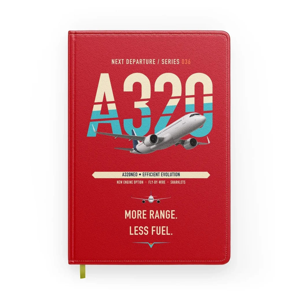 Airbus A320neo design on red notebook