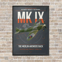 Thumbnail for Supermarine Spitfire Mk IX vertical canvas print - framed - gray background