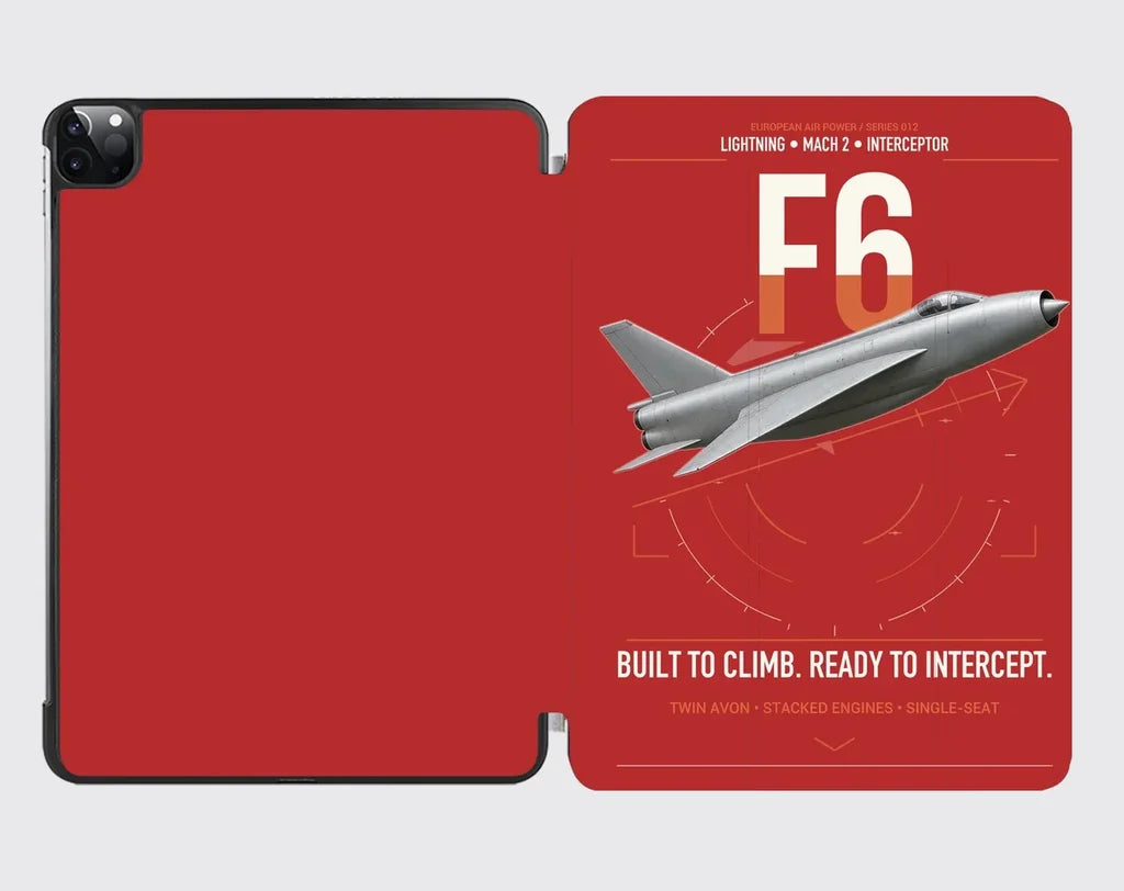 English Electric Lightning F6 design on red ipad tablet case