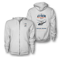 Thumbnail for Bell 412EPI design on white premium zipped hoodie, double-side print