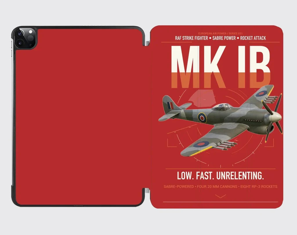 Hawker Typhoon Mk IB design on red ipad tablet case