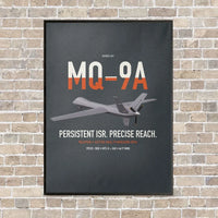 Thumbnail for MQ-9A Reaper vertical canvas print - framed - gray background
