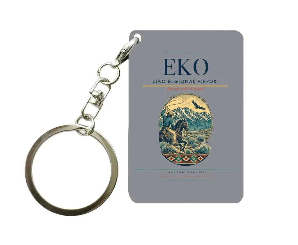 Elko Regional Airport (EKO) design on gray key chain