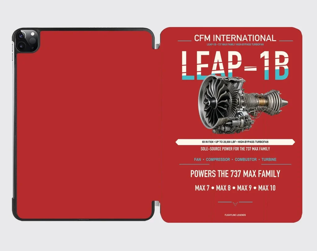 CFM LEAP-1B design on red ipad tablet case